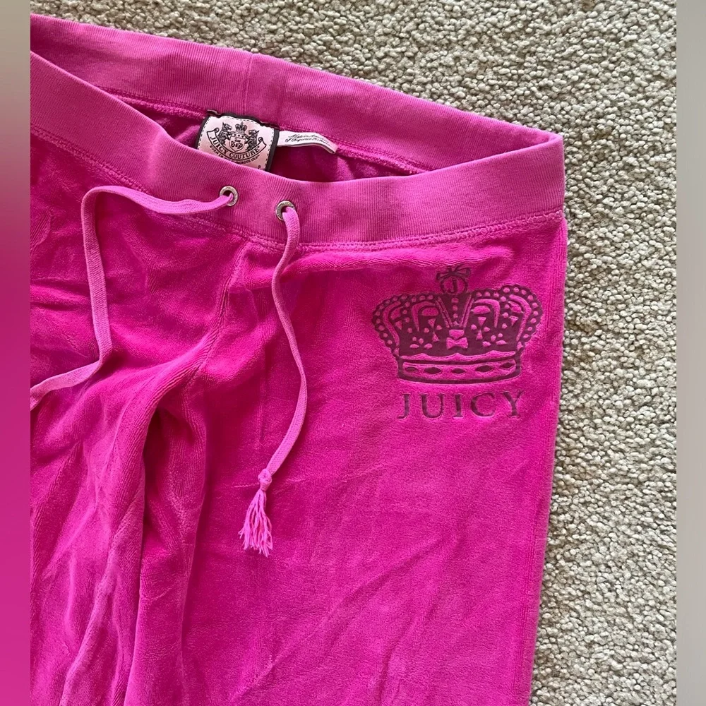 Juicy Couture Pink Velour Flare Track Pants P Petite Y2K McBling Lounge 2000s